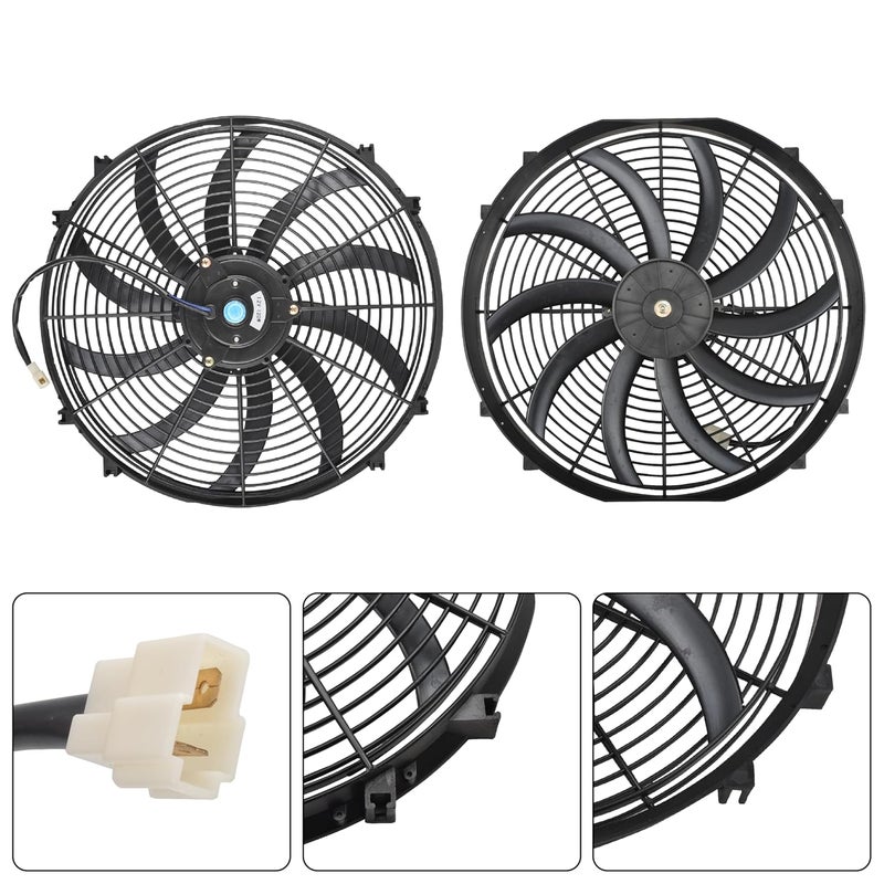 GESEXI 14" Electric Radiator Cooling Fan Assembly Kit, Universal High Performance 12V 90W Motor with Fan Mounting Kit - Black (2 Pack) - Image 5